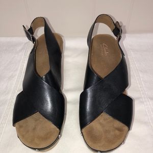 Clarks black clog sandal size 8